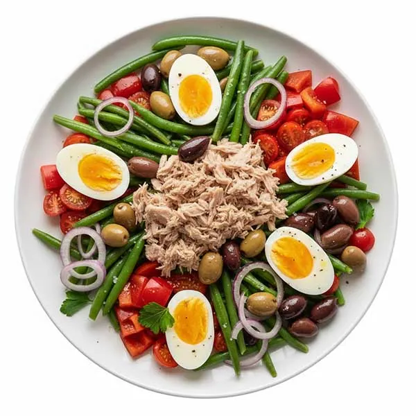Zesty Tuna Nicoise Salad With Boiled Egg, Green Beans & Olive Oil Dressing